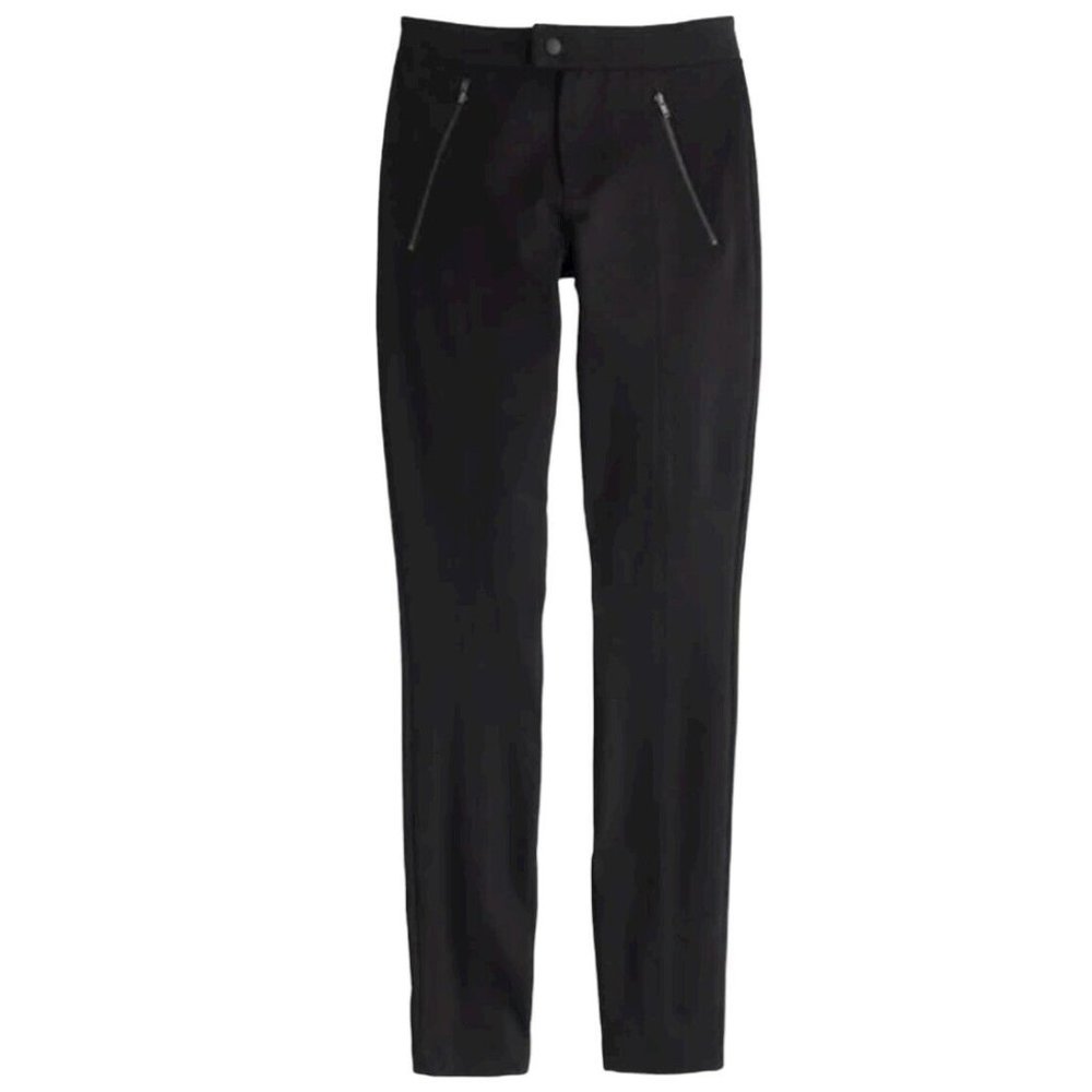 J.Crew Pixie Ankle Ponte Pant Women’s Slim Black Knit Zip Pockets Size2R B3985 - Picture 7 of 9
